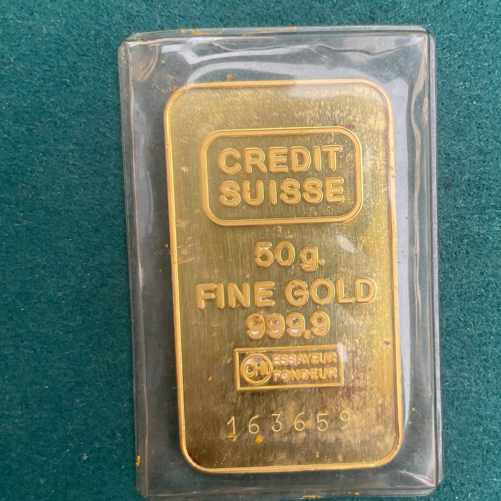 CREDIT SUISSE Gold Bar - Stamped 50g